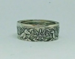 Coin ring MADE from AUSTRALIAN SILVER Half Dollar Antique finish in size 9-14