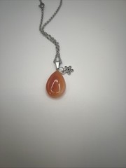 Carnelian Agate Pendant, Flower, 18in Stainless Chain