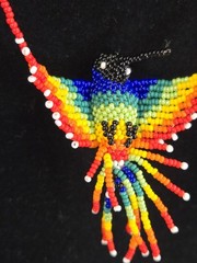 Two Vntg multi Color beaded Hummingbird Necklaces From Mexico 16″, Very Pretty