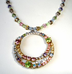 Michal Golan Open Circle Pendant Necklace Multi-Color Handmade New