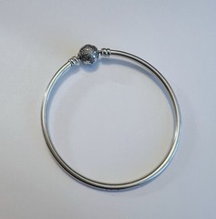 Authentic Pandora Sterling Silver & Zirconia Snowflake Bangle Bracelet-Size 7.5