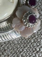 Sajen Sterling Silver Goddess Face Ruby Mother Of Pearl Pendant Brooch Pin