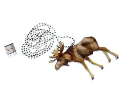 Elk Necklace Miniblings 80cm Printed Wood Animal Canada Sweden Moose USA