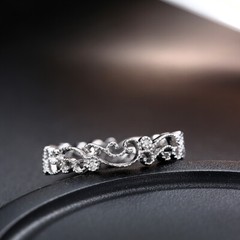 0.1ct Natural Diamonds 10K White Gold Filigree Antique Engagement Band Ring Gift