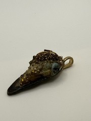 Handcrafted Artisan Agate Metal Pendant Charm Brown Gold Natural Asymmetrical