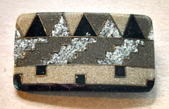 Artisan Made Stunning Acrylic 2″ Fused Art Deco Brown Silver Inlay Brooch