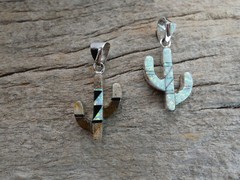 Saguaro Sterling Silver DOUBLE Sided Pendant Gemstone Tiger’s Onyx & Opal E43