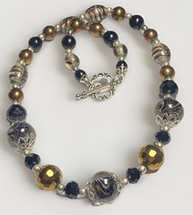 Artisan Handcrafted Art Deco Lampwork Glass Jewelry Amber fromChaos Necklace #12
