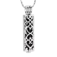 Heart Tree of Life Cylinder Urn Pendant Necklace for Cremation Ashes Memorial