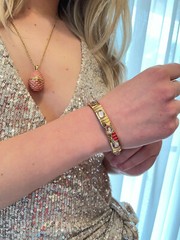 Birthday Anniversary Girlfriend Jewelry Set Faberge egg Necklace Bracelet 24k HM