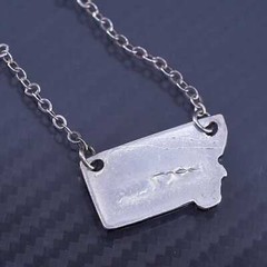 18”, Vintage sterling silver 925 flatten circle necklace Montana state charm