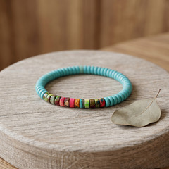 Natural 6mm Galaxy Sea sediment Jasper Multicolor Heishi Stretch Bracelet