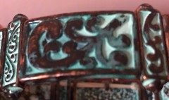 Boho Bracelets Set Of Two Turquoise, Copper And Ceramic Beads With Rhinestones