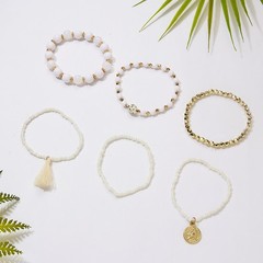 Boho Stackable Beaded Bracelets Set For Women Multilayer Tassel Coin Charm Boho
