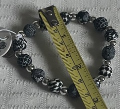 JILZARAH Handmade Clay Beads BLACK WHITE Silver Ball Spacers Bead Bracelet