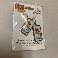 NWT Garden Earth Angel Pierced Earrings ’14 Carrot Designs’ Hand Painted Flower