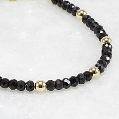 Black Spinel & 14k Gold Filled Bracelet – 3.5mm Faceted Gemstone | Dainty Luxe B