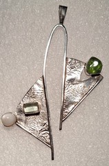 OOAK Sterling Silver + Semi-Precious Stones Pendant /Art Jewelry Designer Signed