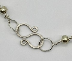 Artisan-Made Collar Necklace .999 Fine Silver W/Jade Chips And Freshwater Pearls