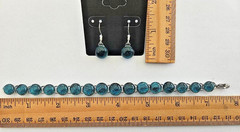 Handcrafted Fused Aquamarine Blue Dichroic Glass Bracelet & Bonus Earrings