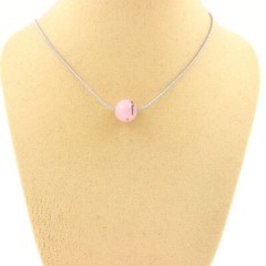 Necklace 1 Pink Opal Pearl 8 Mm. Stainless Steel Chain. Women’s Necklace, Ho