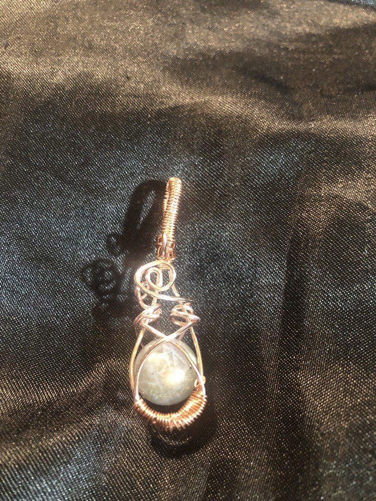 Copper Wired Labradorite Sphere Pendant