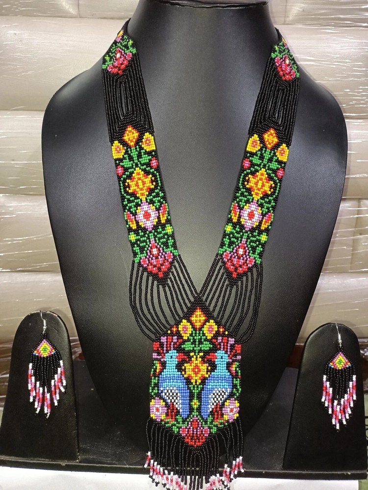 Boho Beaded Handmade Seed Bead American Ukrainian traditional Necklace Earrings