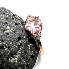 Lab Made Morganite Ring 14k Rose Gold Vermeil , Beryl , Gift Of Love