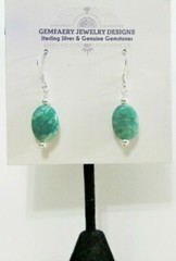 Sterling Silver Natural RUSSIAN AMAZONITE Dangle Earrings #5759…Handmade USA