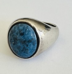 Vintage Sundance Catalog Peyote Bird 925 Denim Lapis Sterling Silver Ring Size 6