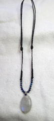 Moon Stone with Lapis lazuli Beads Hand braided Necklace.