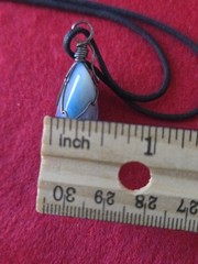 Blue Agate Stone Wire Wrapped Pendant Necklace Adjustable Black Cord