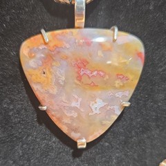 Handmade Graveyard Point Plume Agate Pendant – Sterling Silver 925 Pendant Only