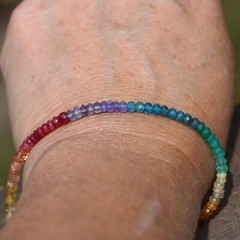 Natural Opal Tanzanite Ruby Rainbow Bracelet 14K White Gold 585 , 7 1/2″
