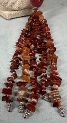 Artisan Carnelian Agate Chip Multi Strand Tassel Statement Bohemian Necklace