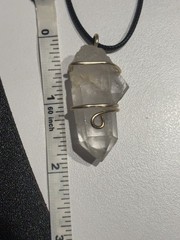 Handmade Himalayan Tibetan clear quartz Point crystal necklace elestial Gold
