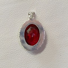Garnet Oval Gemstone Pendant 925 Sterling Silver Jewelry Handmade Red Pendant