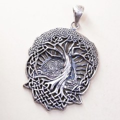 Vintage sterling silver handmade pendant, 925 filigree family tree charm
