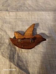 J27. Peace Dove Broach, Wood