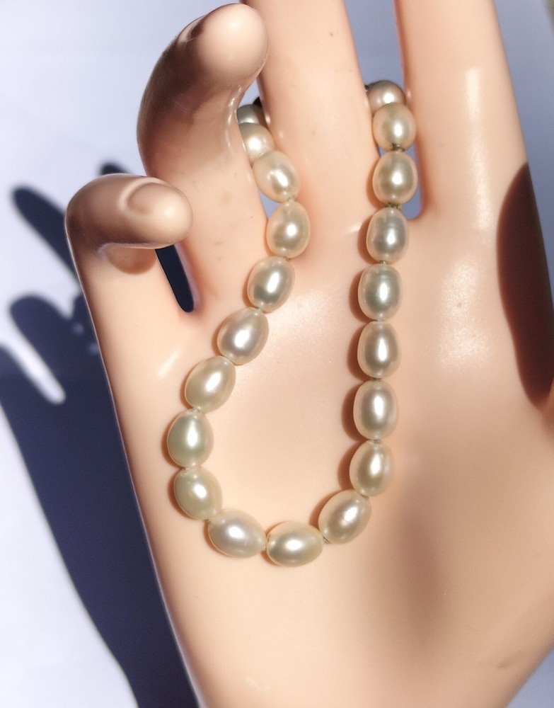 Vintage Handmade Beaded Freshwater 8mm Pearl Bracelet with Silver Clasp, 20 cm