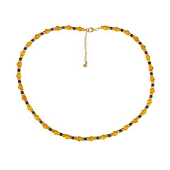Citrine & Black Spinel Gemstone Necklace–Hand‑Beaded–18k Gold Accents – Natural