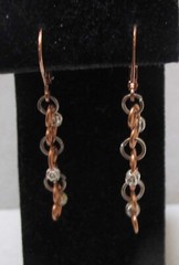 Artisan Copper Swirls Silver Tone Beads Lever Back Dangle Earrings 1-3/4”