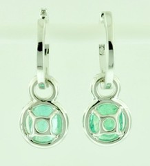 14K Solid White Gold Dangling Natural Emerald Diamond Earring Dangle 2.89 ct