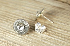357 Magnum Nickel Bullet Stud Earrings Sterling Silver Classy Trendy FREE SHIP