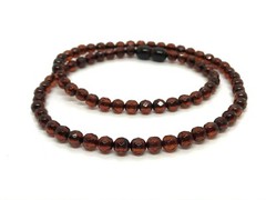 AMBER NECKLACE Gift Faceted Round Beads Baltic Amber Diamond Cut 7,3g 15526