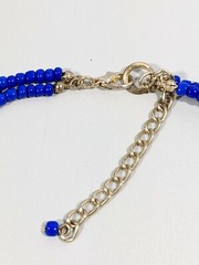 Artisan Gold Tone Blue Glass Bead Acrylic Cabochon Statement Necklace 20 inches