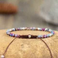 Galaxy Sea Sediment Jasper Round Beads Energy Crystal Dainty Handmade Bracelet