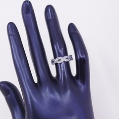 Size 4, Vintage sterling silver handmade ring, engagement ring with cz