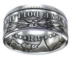 MORGAN Silver Dollar Coin Ring Tails (Sizes 7-15) Antiqued – Hand Made