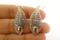 Ornate No Stone 14K Gold Vermeil 925 Sterling Silver Dangle Earrings